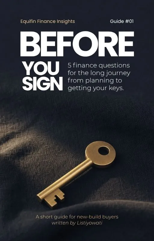 Cover of the Equifin guide, Before You Sign, 5 Finance Questions